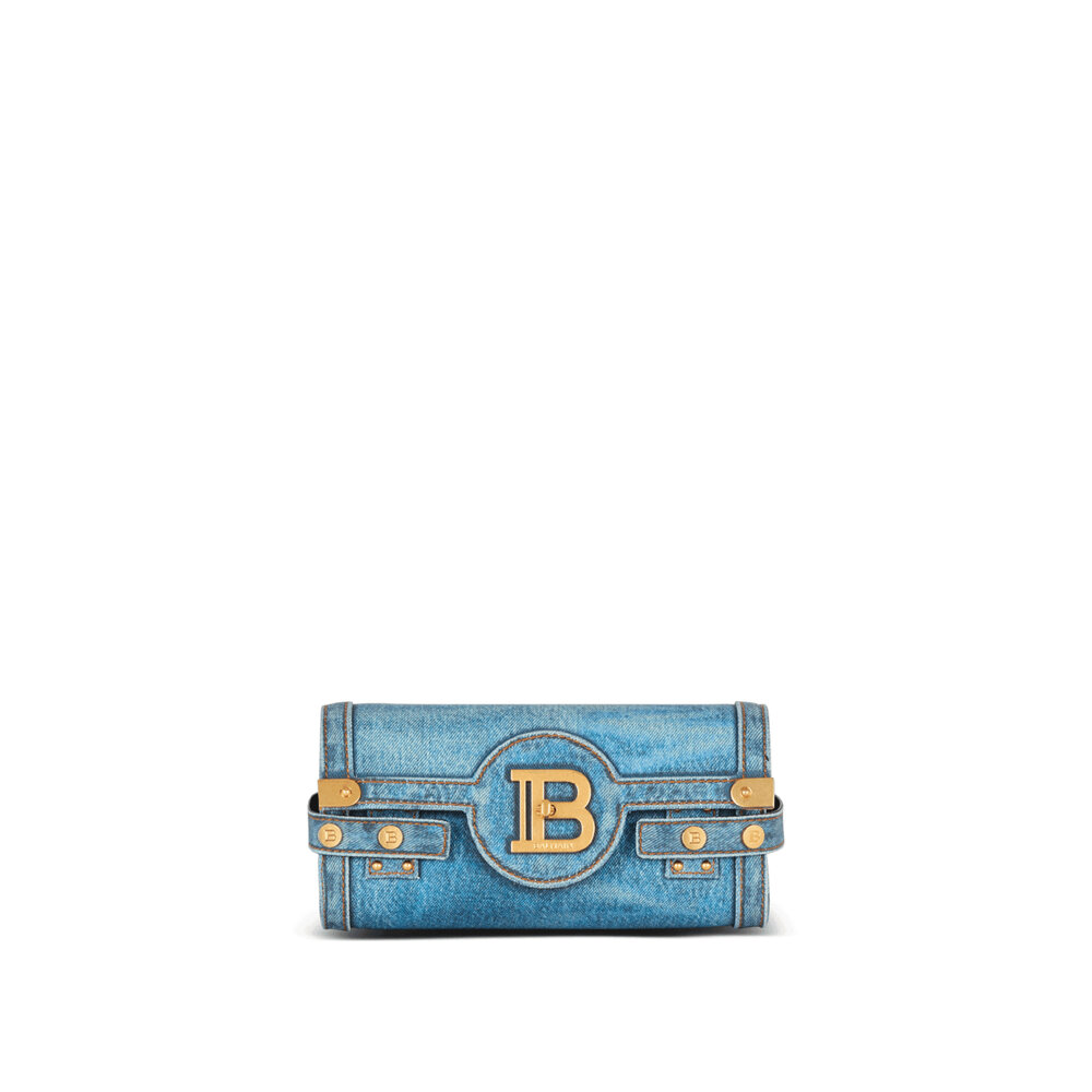Balmain B-バズポーチ23ショルダーバッグ B-Buzz 23 bag in crocodile-print leather - Women | BALMAIN