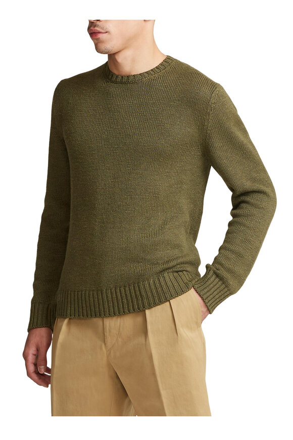 Ralph Lauren Purple Label - Olive Night Silk & Linen Crewneck Sweater