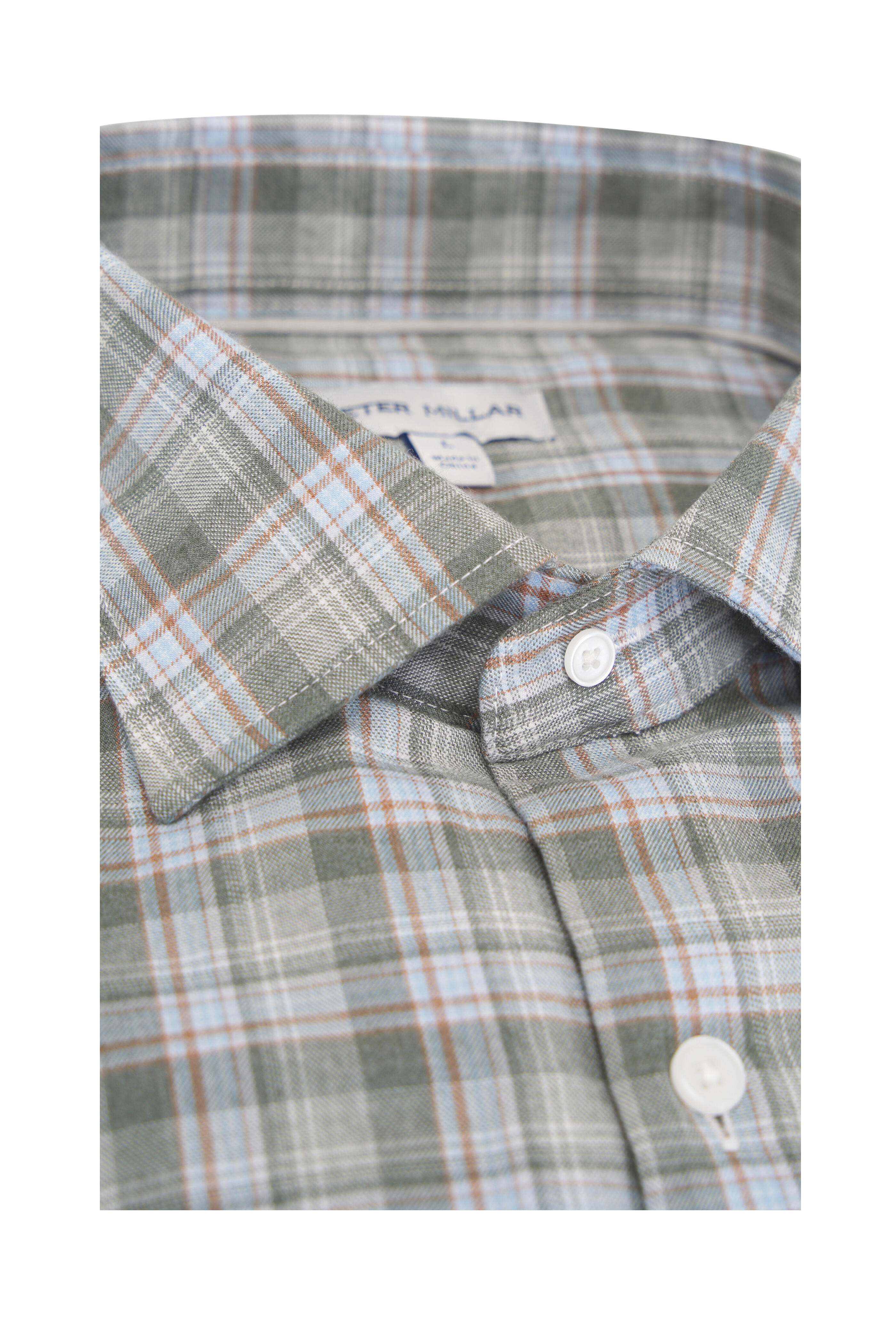 Peter Millar - Whitecap Basil & Light Blue Flannel Sport Shirt