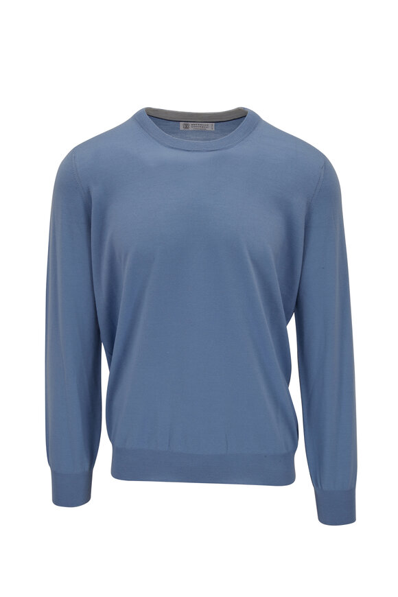 Brunello Cucinelli - Light Blue Wool & Cashmere Crewneck Sweater