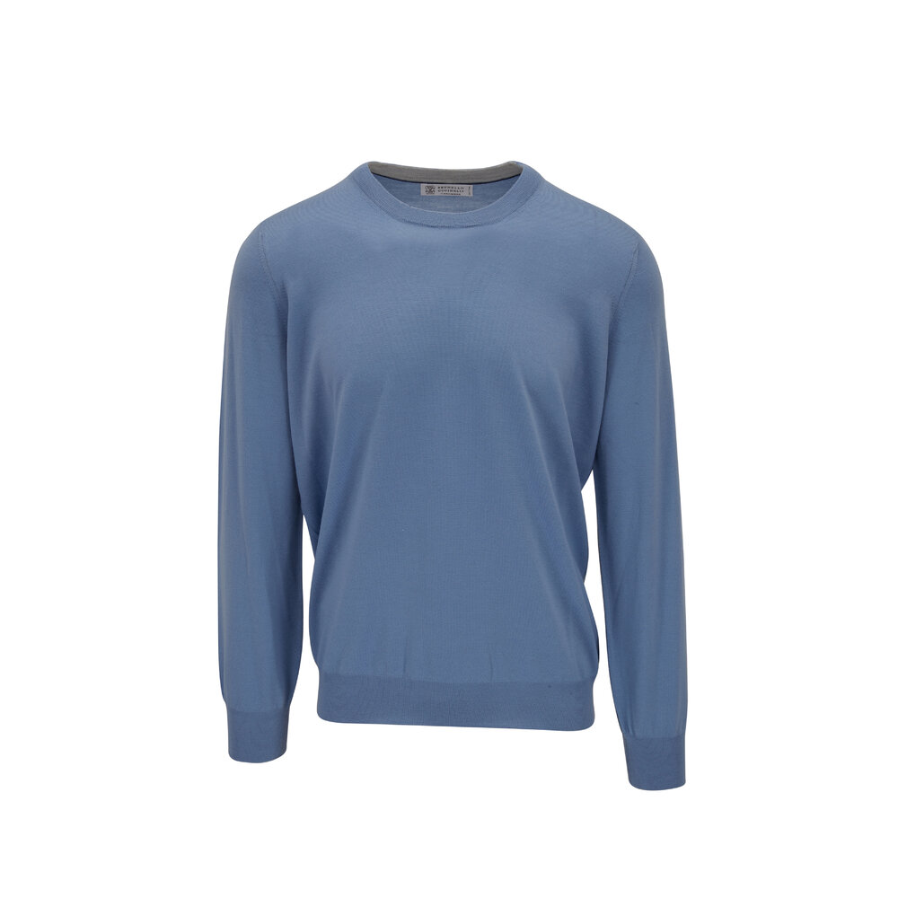 Brunello Cucinelli - Light Blue Wool & Cashmere Crewneck Sweater