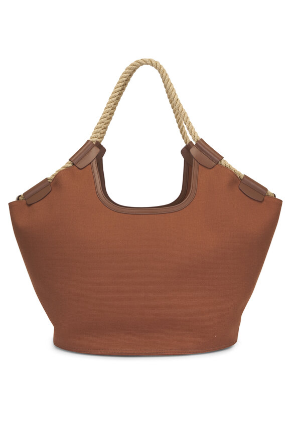 Loro Piana Gioia Vicuna & Dark Vicuna Cotton Shopper Tote
