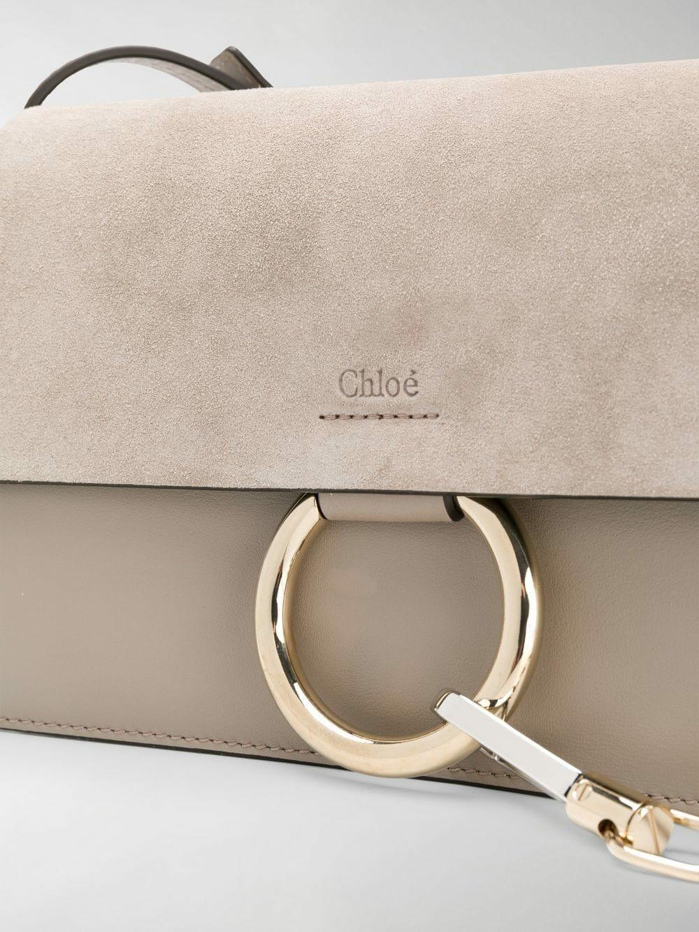 Chloé Faye Mini Leather And Suede Cross-body Bag in Gray