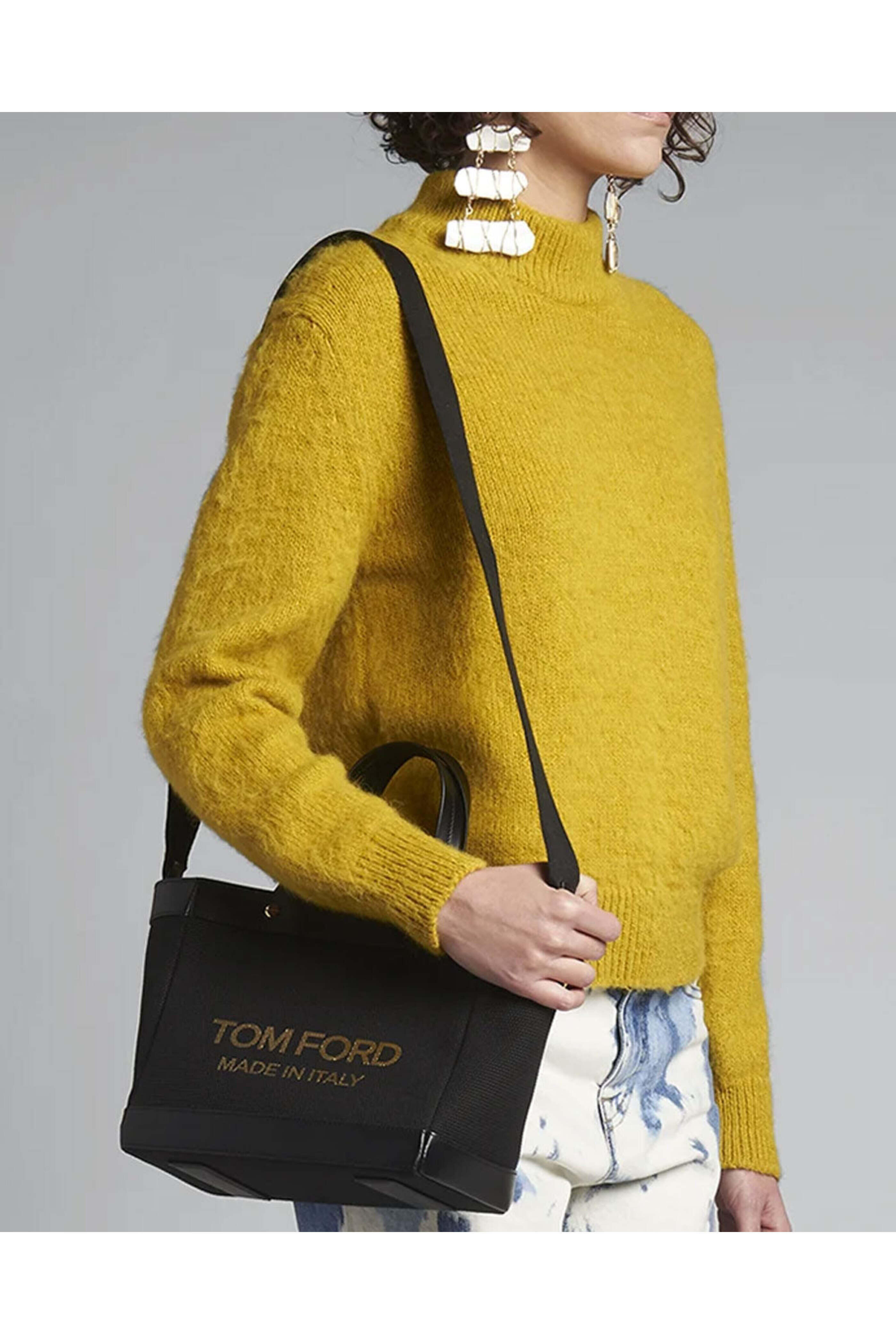 Tom Ford - Logo Print Canvas Tote in Black | Mitchell Stores