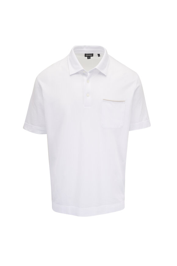 Zegna White Cotton Pique Polo