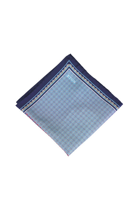Eton Four Sided Medallion Silk Twill Pocket Square - view 1