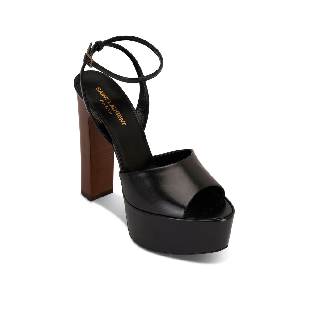 サンダル・ミュール Tima Platform in Black Leather Saint Laurent - Jodie Black Leather Platform Sandal, 145mm