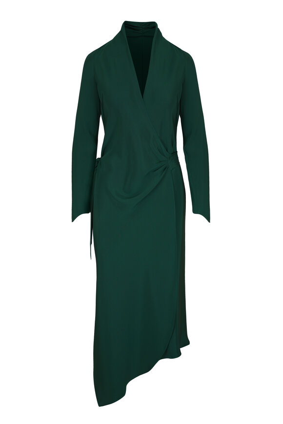 Gabriela Hearst - Adelaide Emerald Iridescent Silk Belted Gabriela Hearst - Adelaide Emerald Iridescent Silk Belted