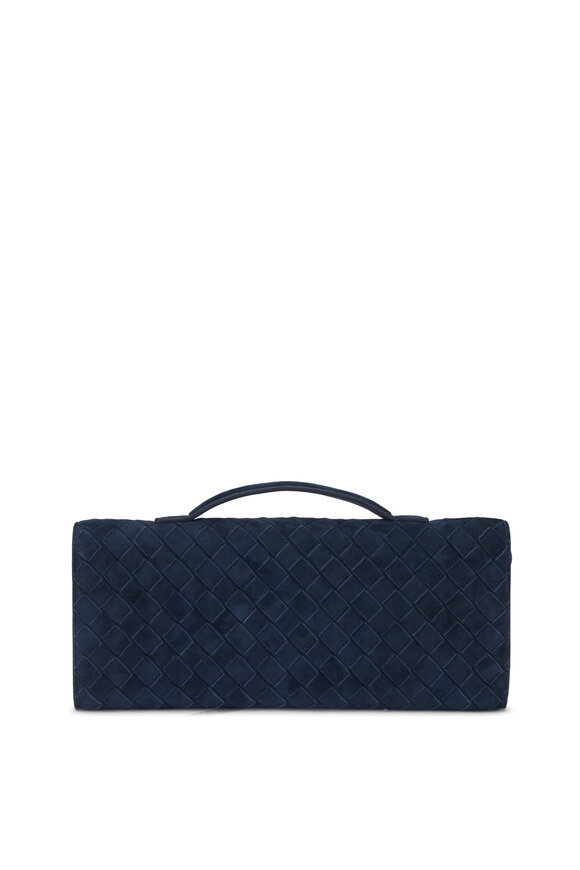 Bottega Veneta Andiamo Neptune Intrecciato Suede Clutch - view 3