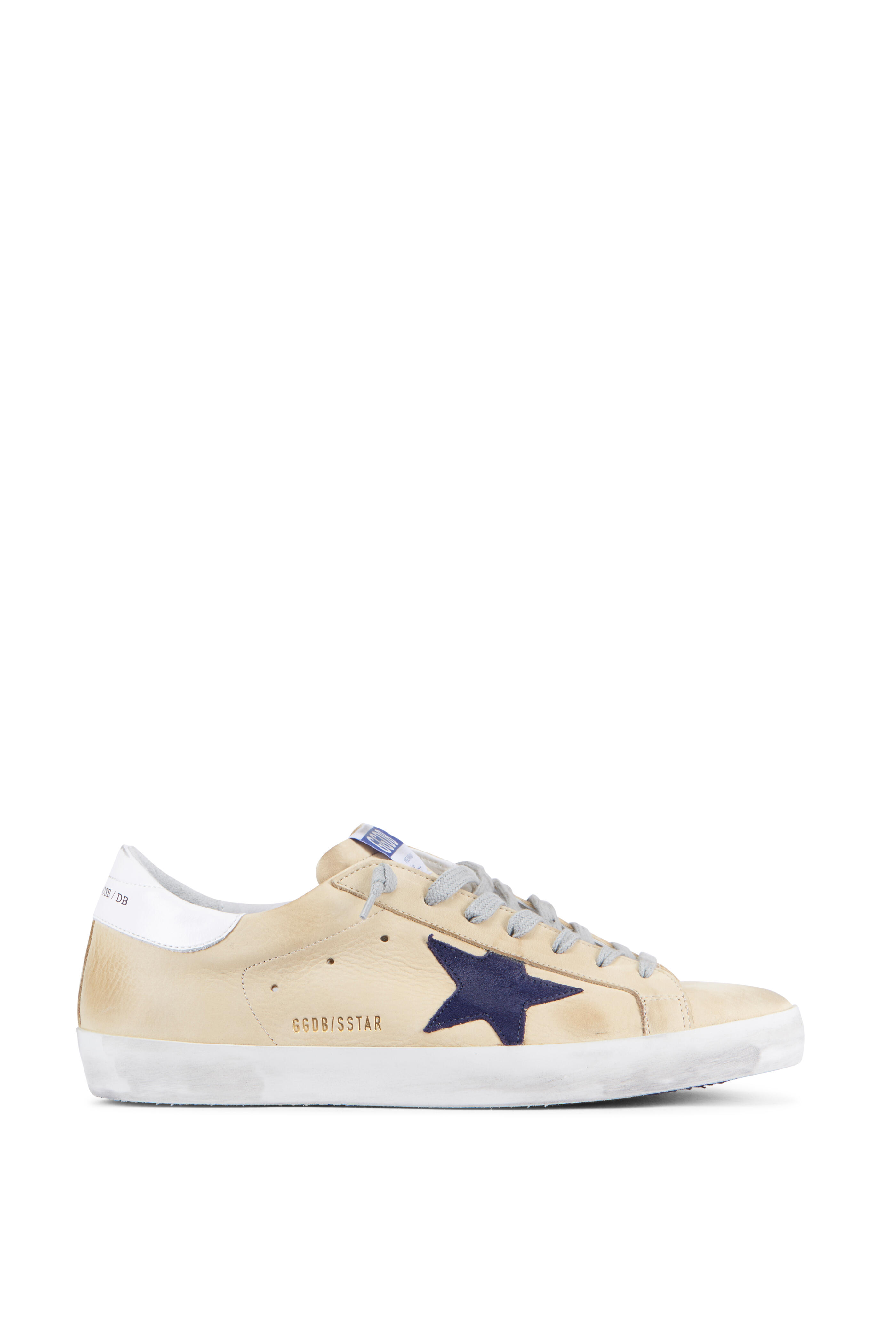 Golden Goose - Men's Leather Cream Blue Star Sneaker