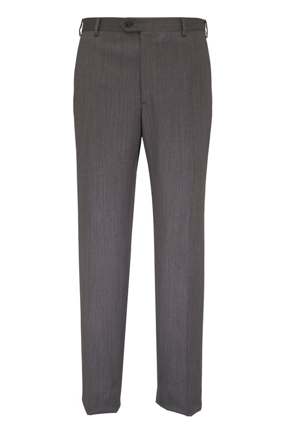 Brioni Charcoal Gray Wool Twill Dress Pant - view 1
