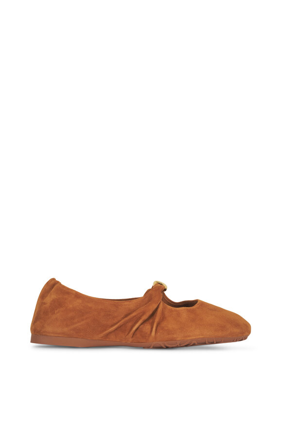 Loewe Pebble Soft Tan Suede Ballerina Flat - view 3