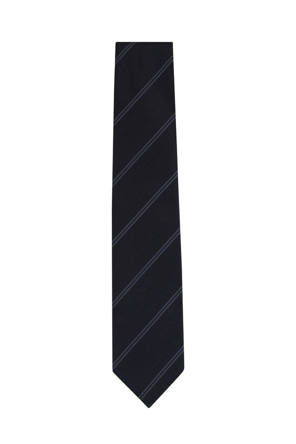 Tom Ford Charcoal Gray Stripe Silk Necktie