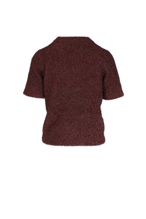 Lela Rose - Chestnut Tinsel Short Sleeve Top 