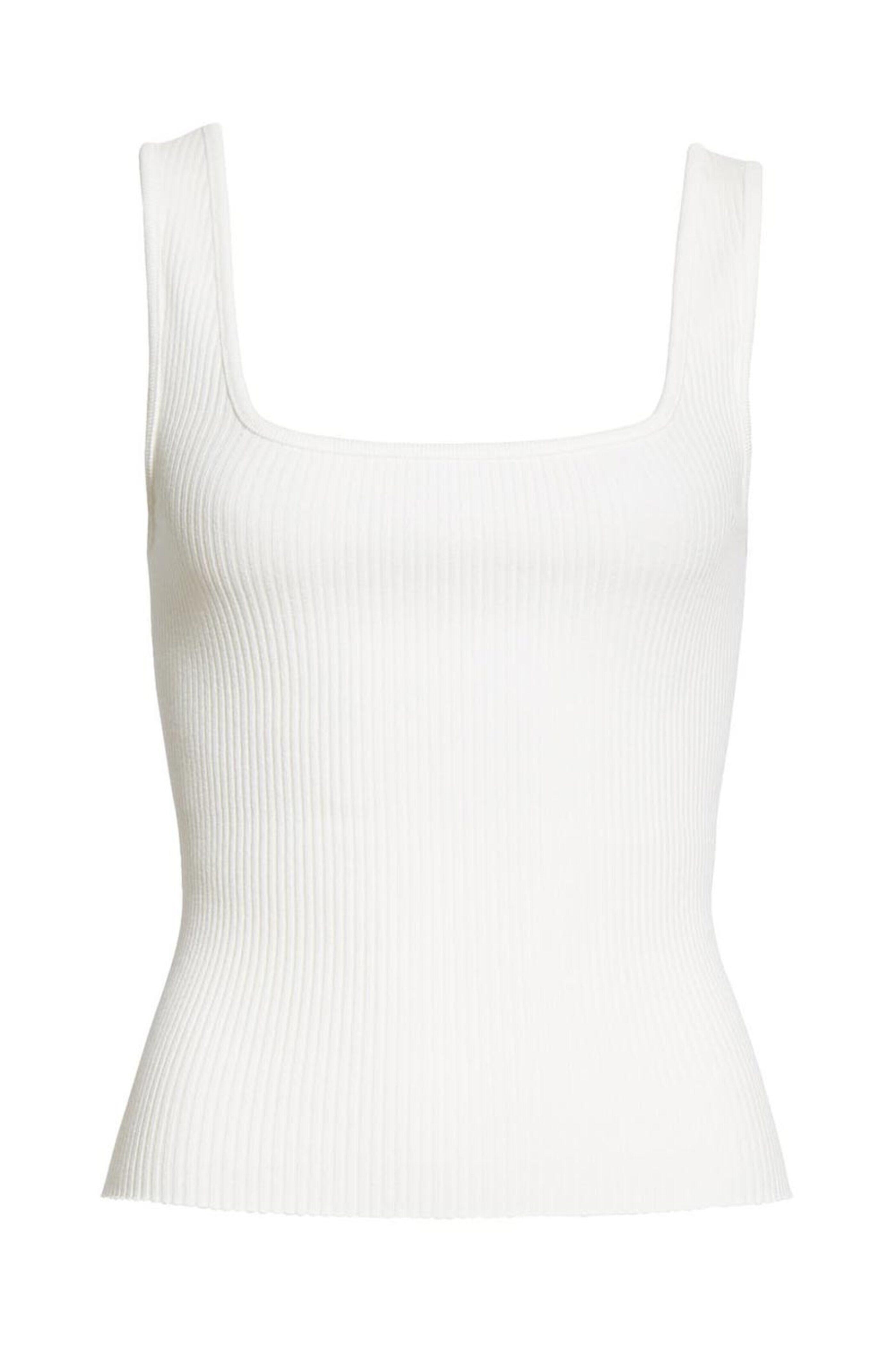 Vince - Off White Ribbed Square Neck Tank