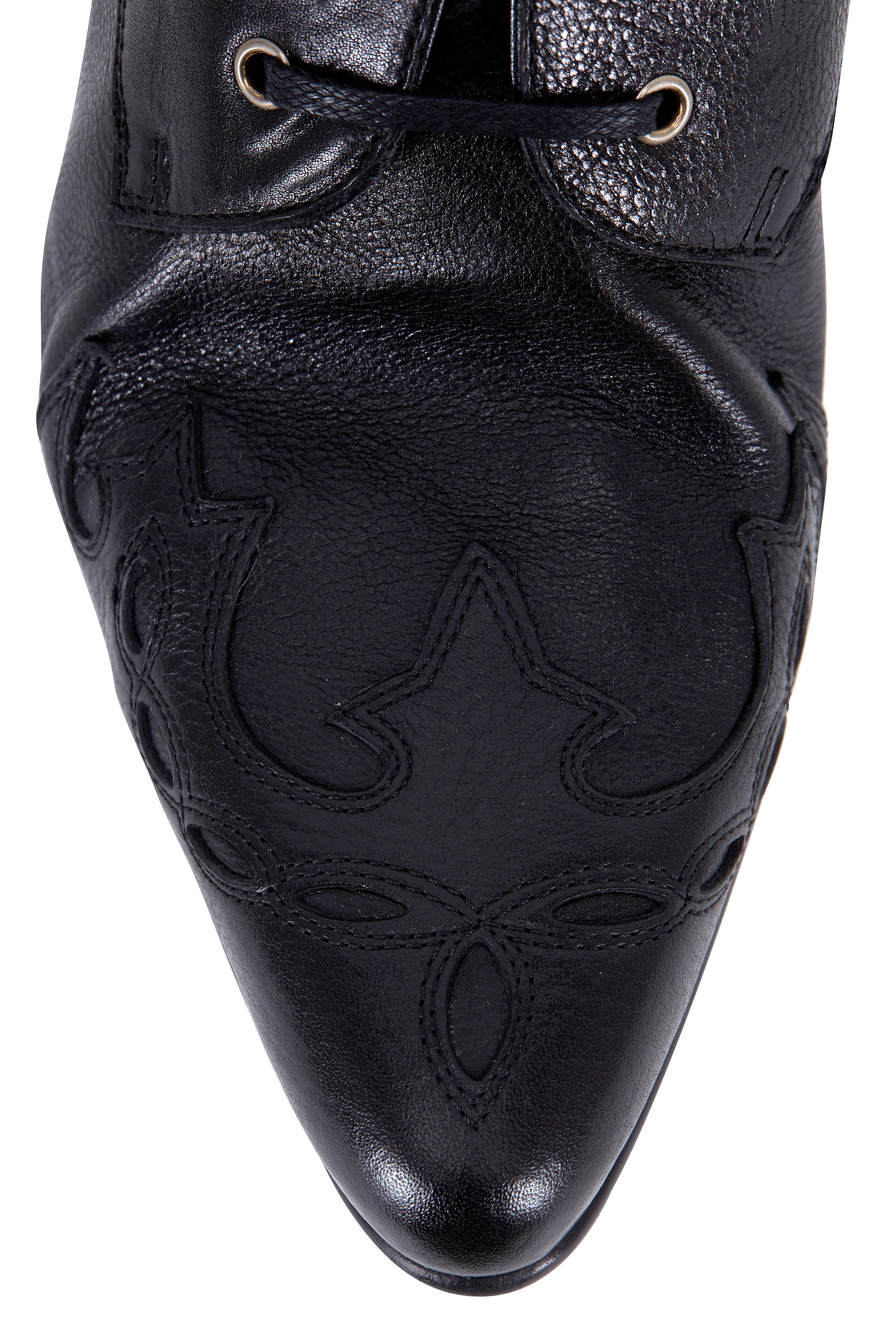 Saint Laurent - Susan Black Aged Leather Lace-Up Bootie, 60mm
