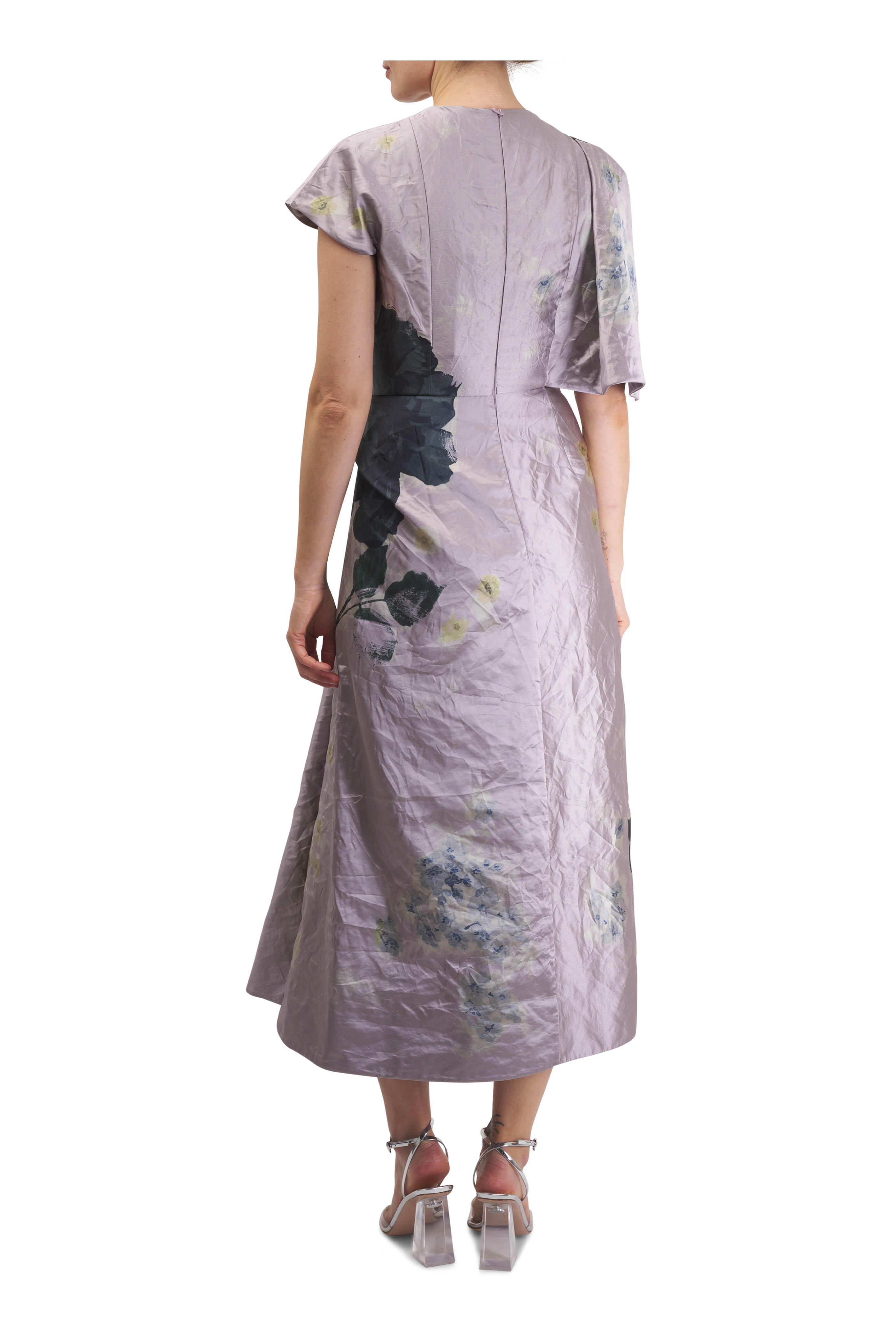 Erdem - Lilac Floral Print Midi Dress