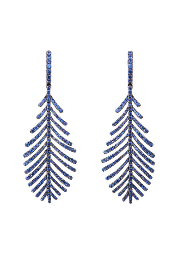 Sidney Garber - Plume Pavé Bluest Blue Sapphire Earrings