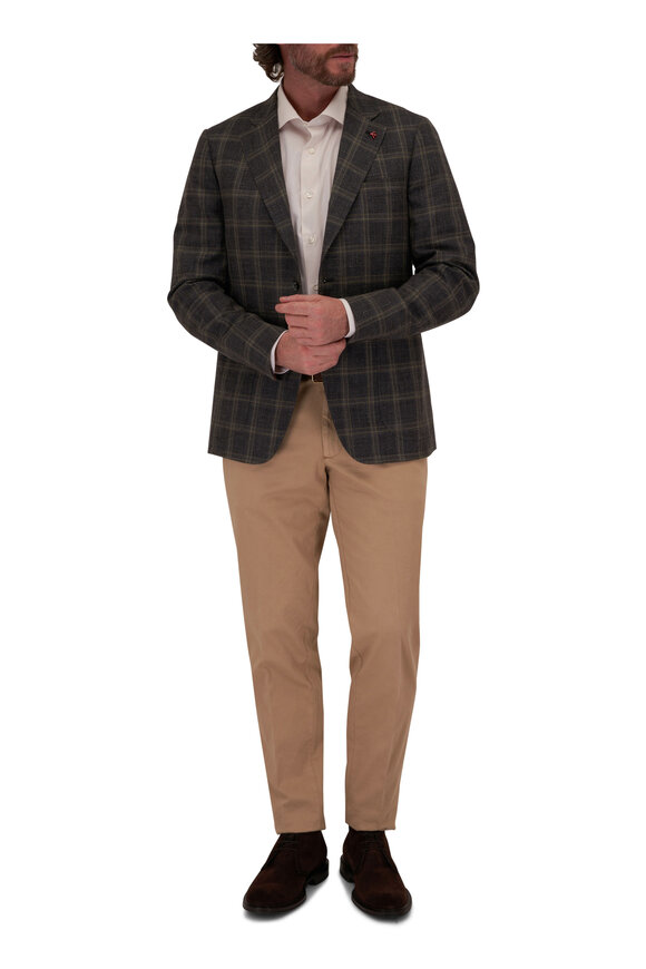 Canali - Tan Check Cotton Dress Shirt 