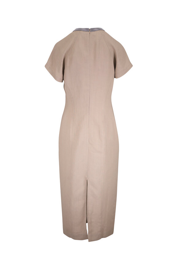 Brunello Cucinelli Sand Fluid Tube Midi Dress - view 2