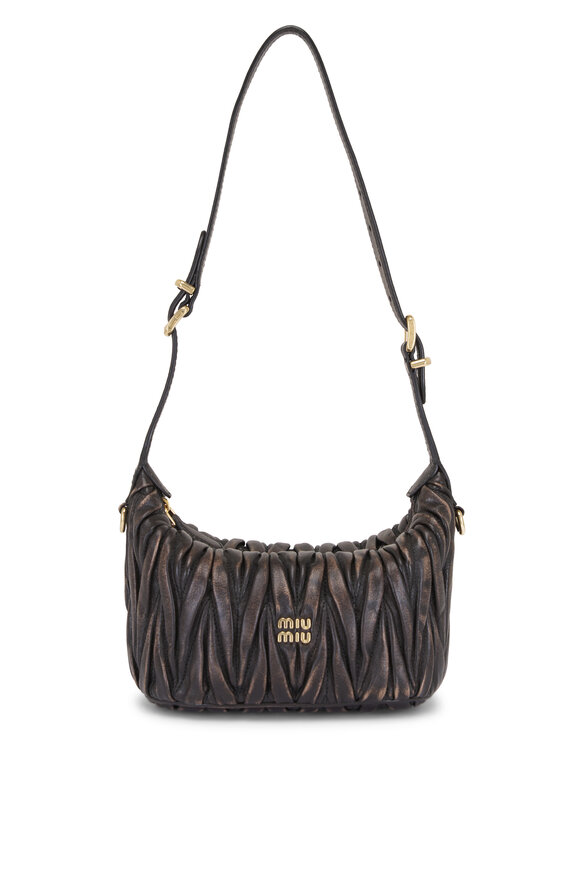 Miu Miu Mini Matelasse Coffee Quilted Leather Shoulder Bag