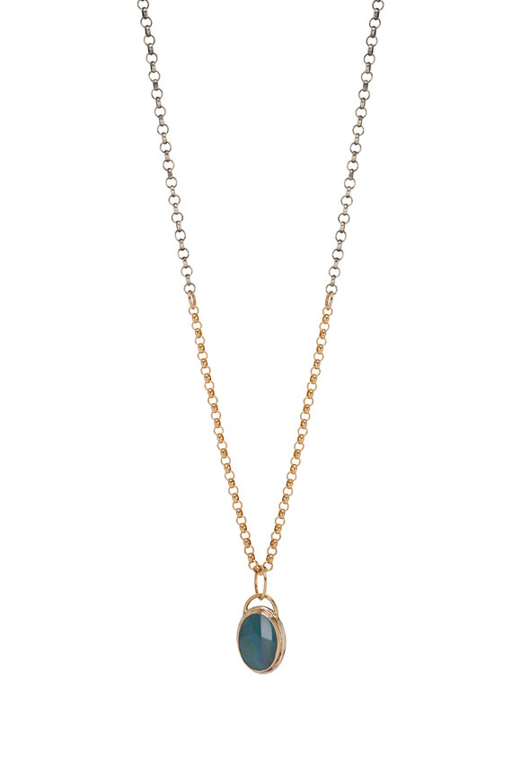 Tina Negri - Blue Green Opal Oval Pendant 