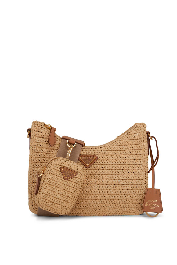 Prada - Re-Edition Natural Raffia Crochet Shoulder Bag 