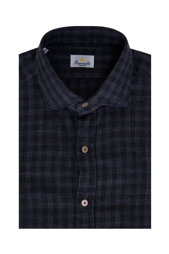 Giannetto - Dark Grey Cotton Check Sport Shirt