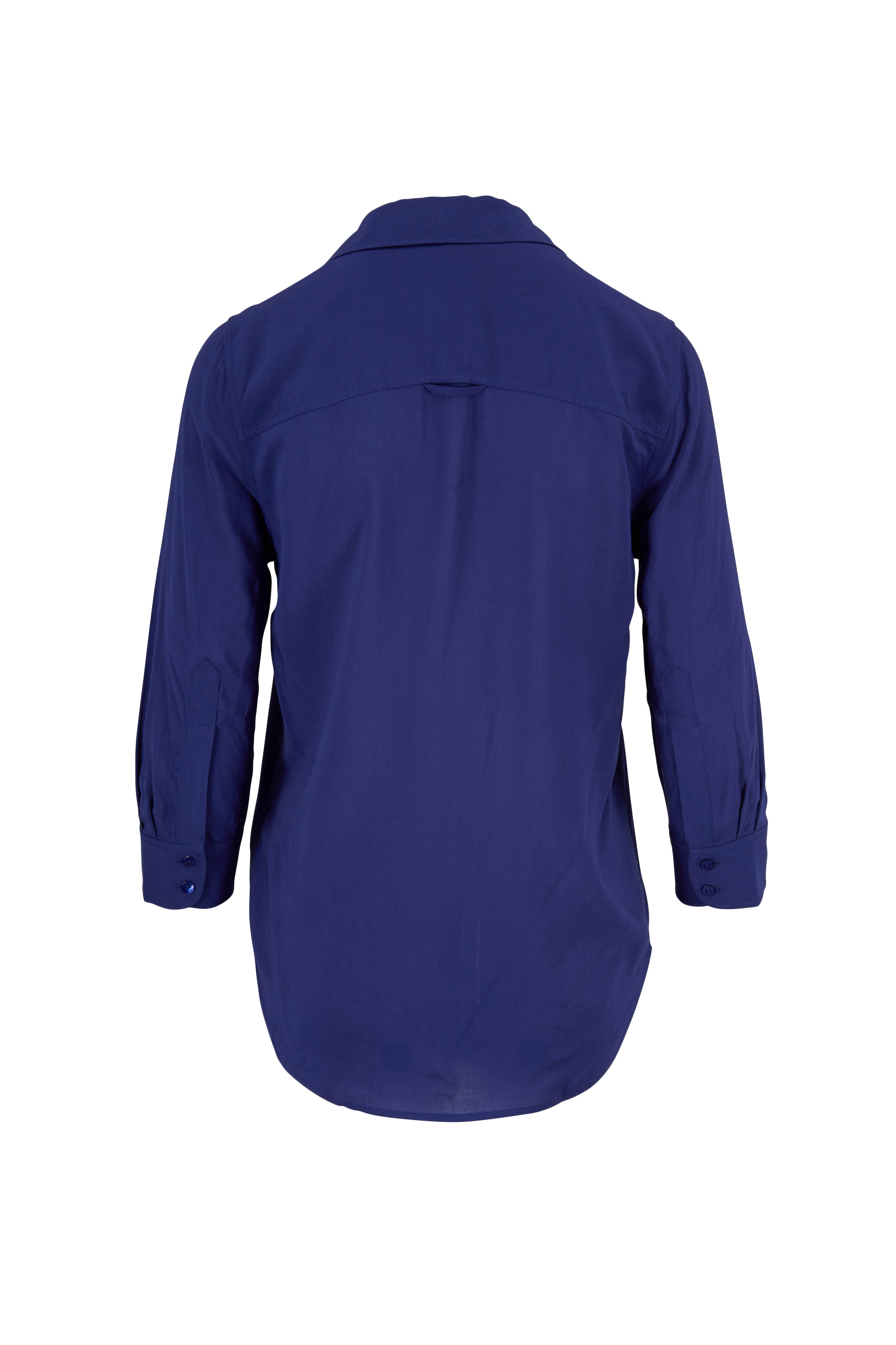 L'Agence - Ryan Marina Blue Three-Quarter Sleeve Blouse