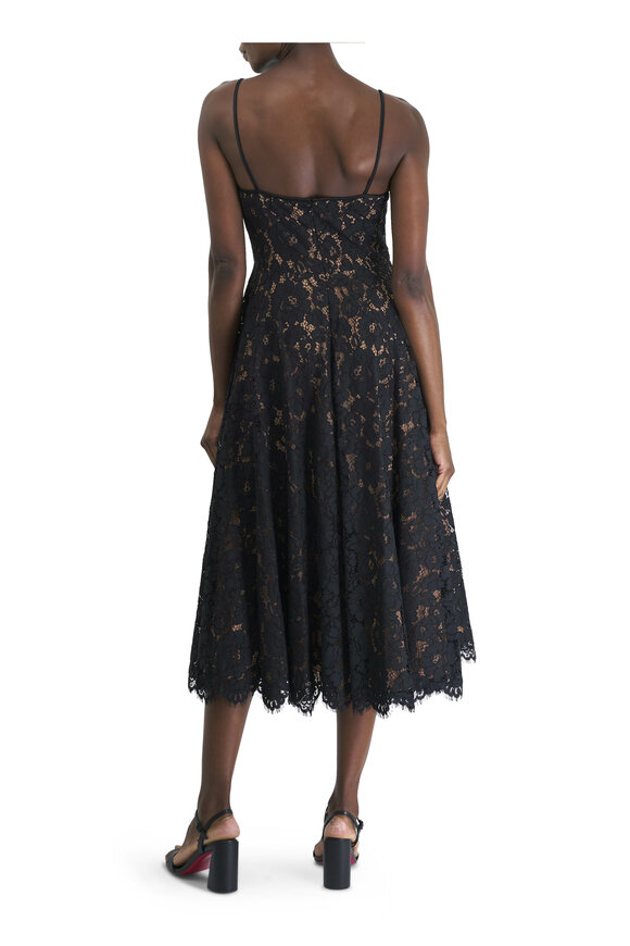 Michael Kors Collection Black Floral Lace Midi Dress - view 4