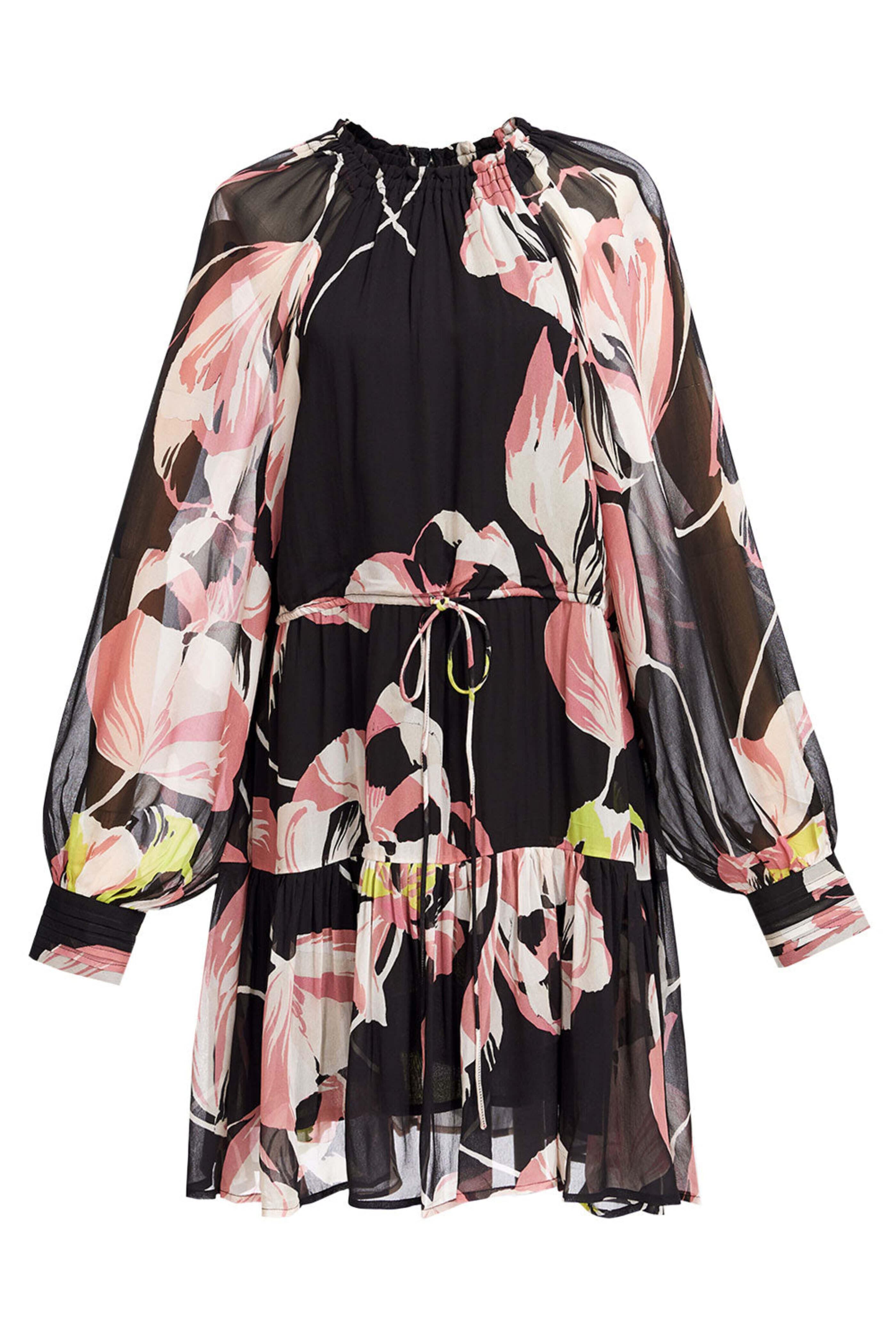Essentiel Antwerp - Black Floral Aubrey Puff Sleeve Mini Dress