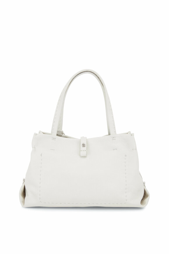 Henry Beguelin - Tania White Leather Charm Strap Detail Tote Bag
