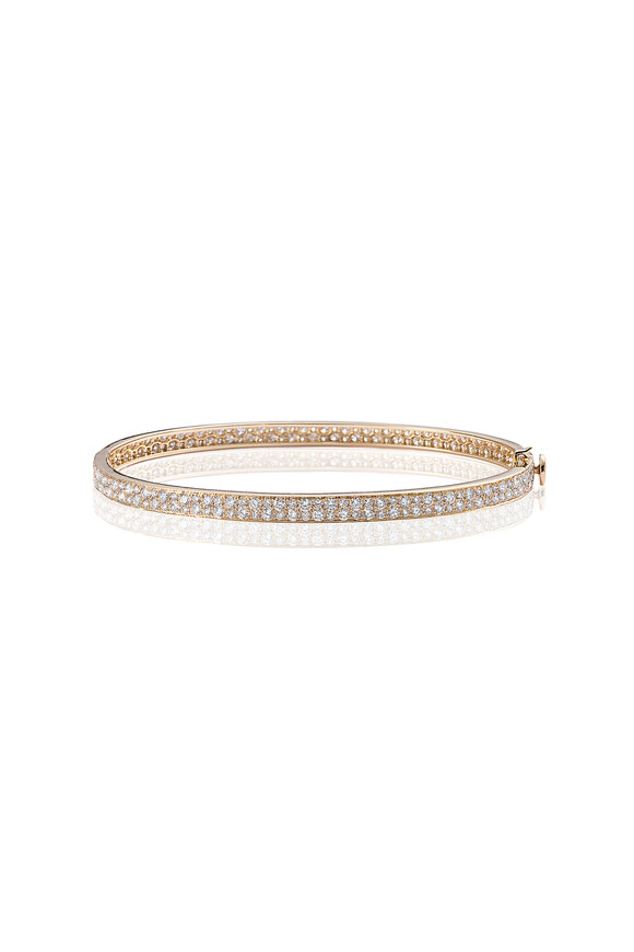 Nam Cho 18k Yellow Gold Modern Bangle 2 Row Pave Bracelet