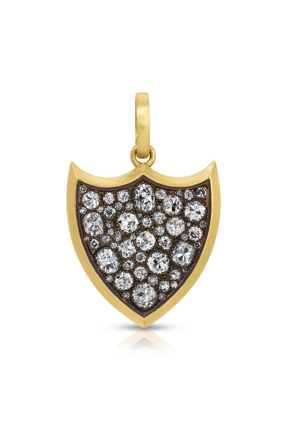 Circa 1700 Love & Valor Diamond Shield Talisman Pendant - view 2