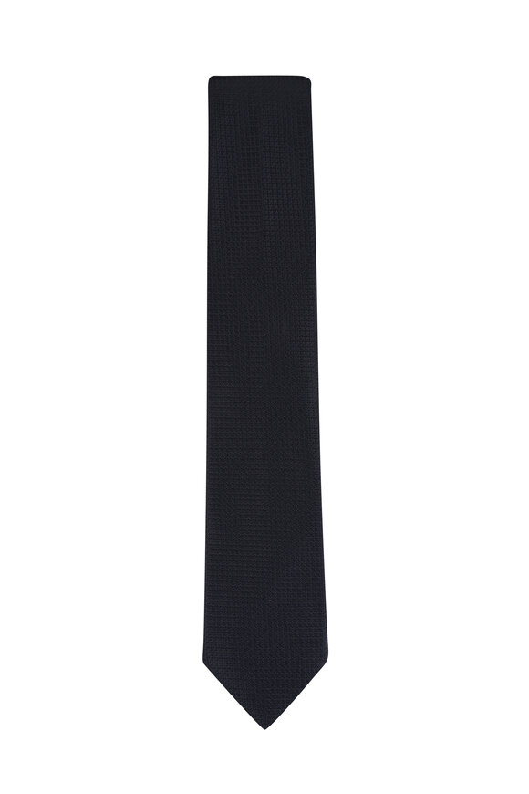 Zegna Black Silk Jacquard Necktie