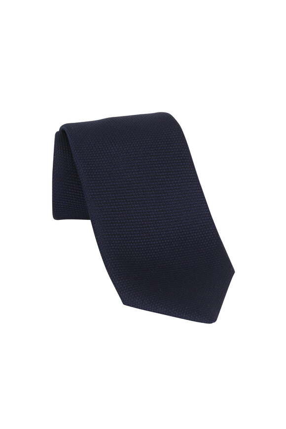 Charvet - Navy Blue Textured Silk Necktie 