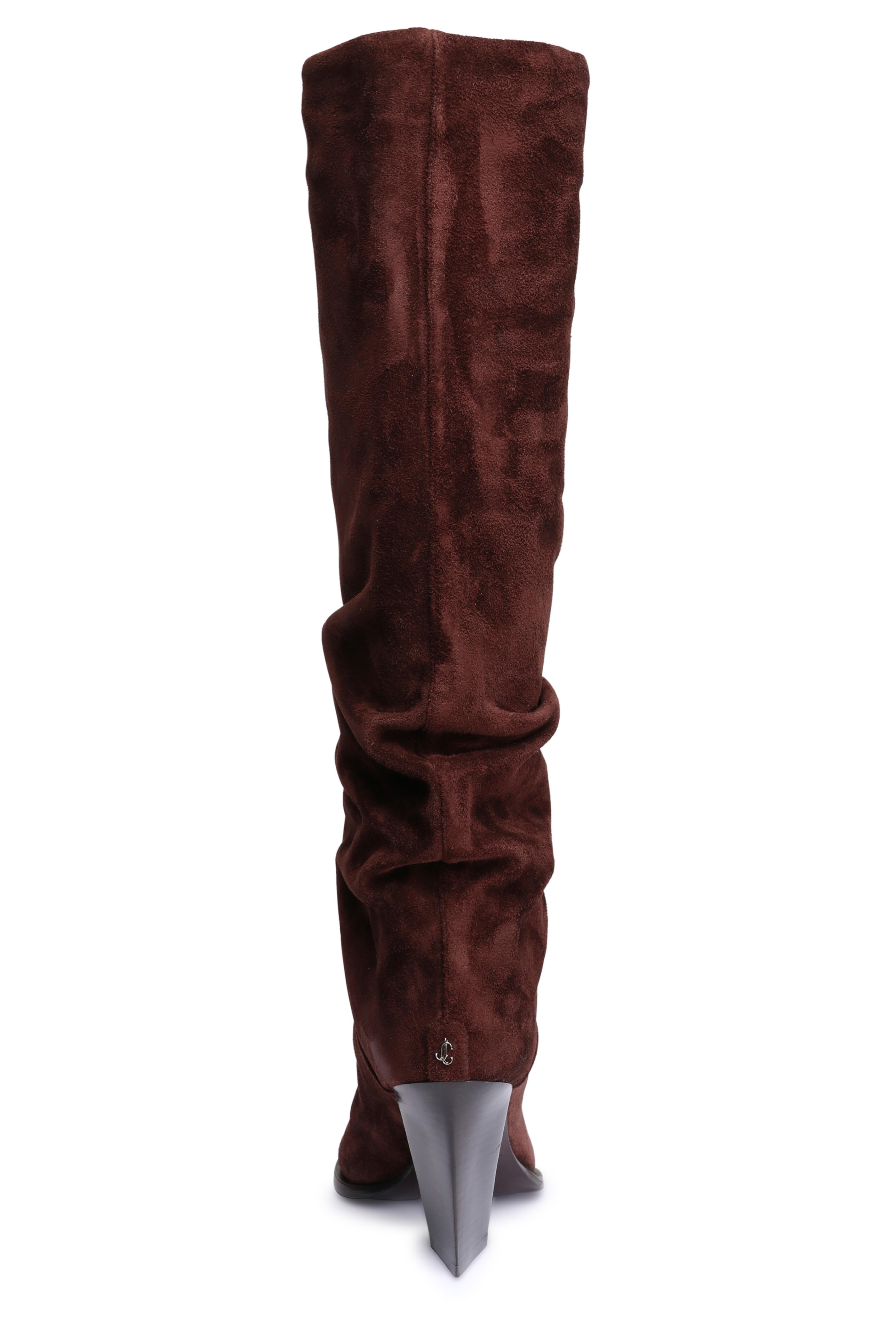 Jimmy Choo - Hart Chocolate Suede Knee Boot, 85mm