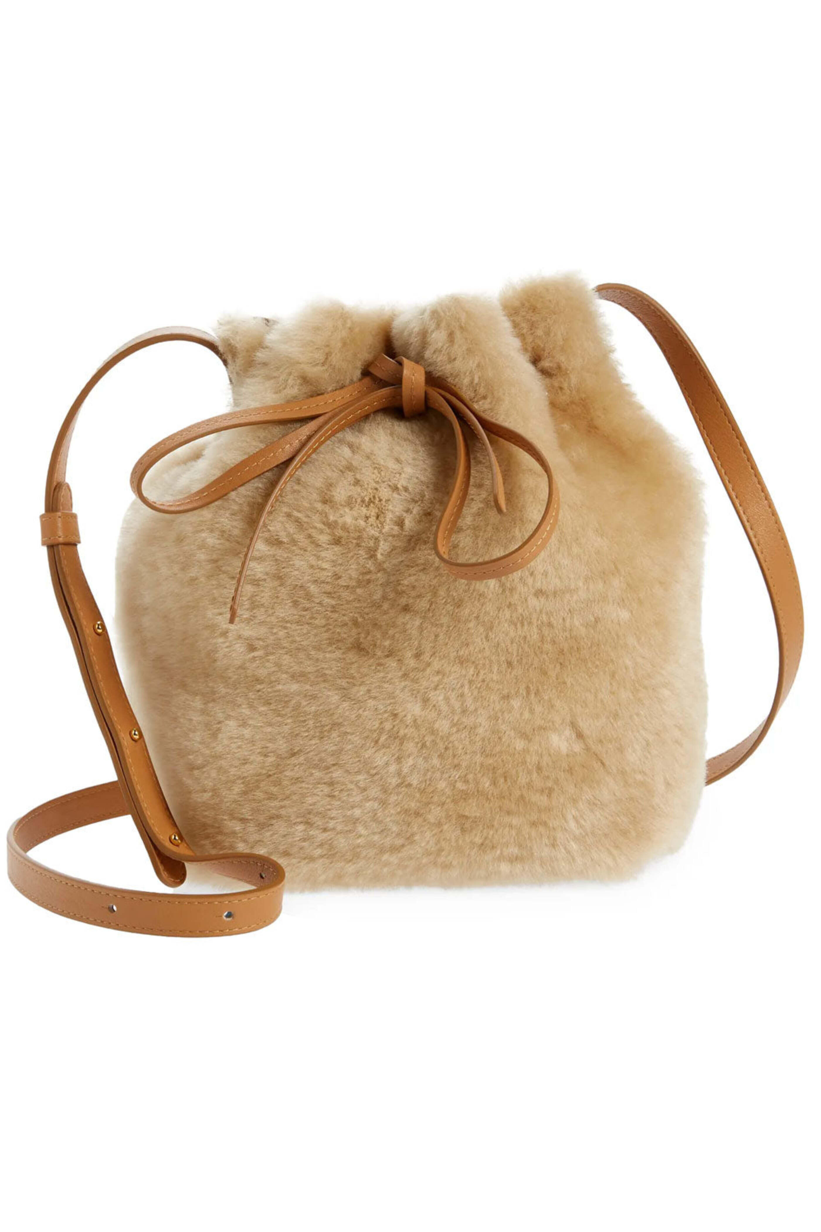 Mansur Gavriel - Mini Bucket Bag in Caramel Natural Shearling