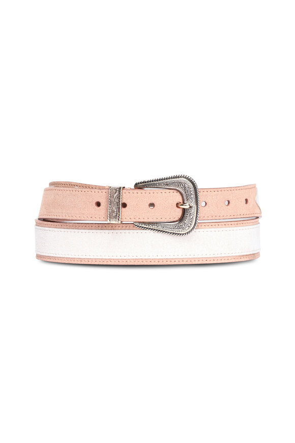 Brunello Cucinelli Western Two-Tone Light Brown Suede Belt