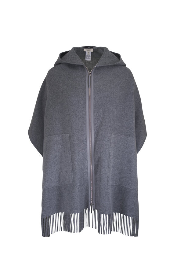 Lafayette 148 New York Nickel Mélange Cashmere Fringe Poncho - view 1
