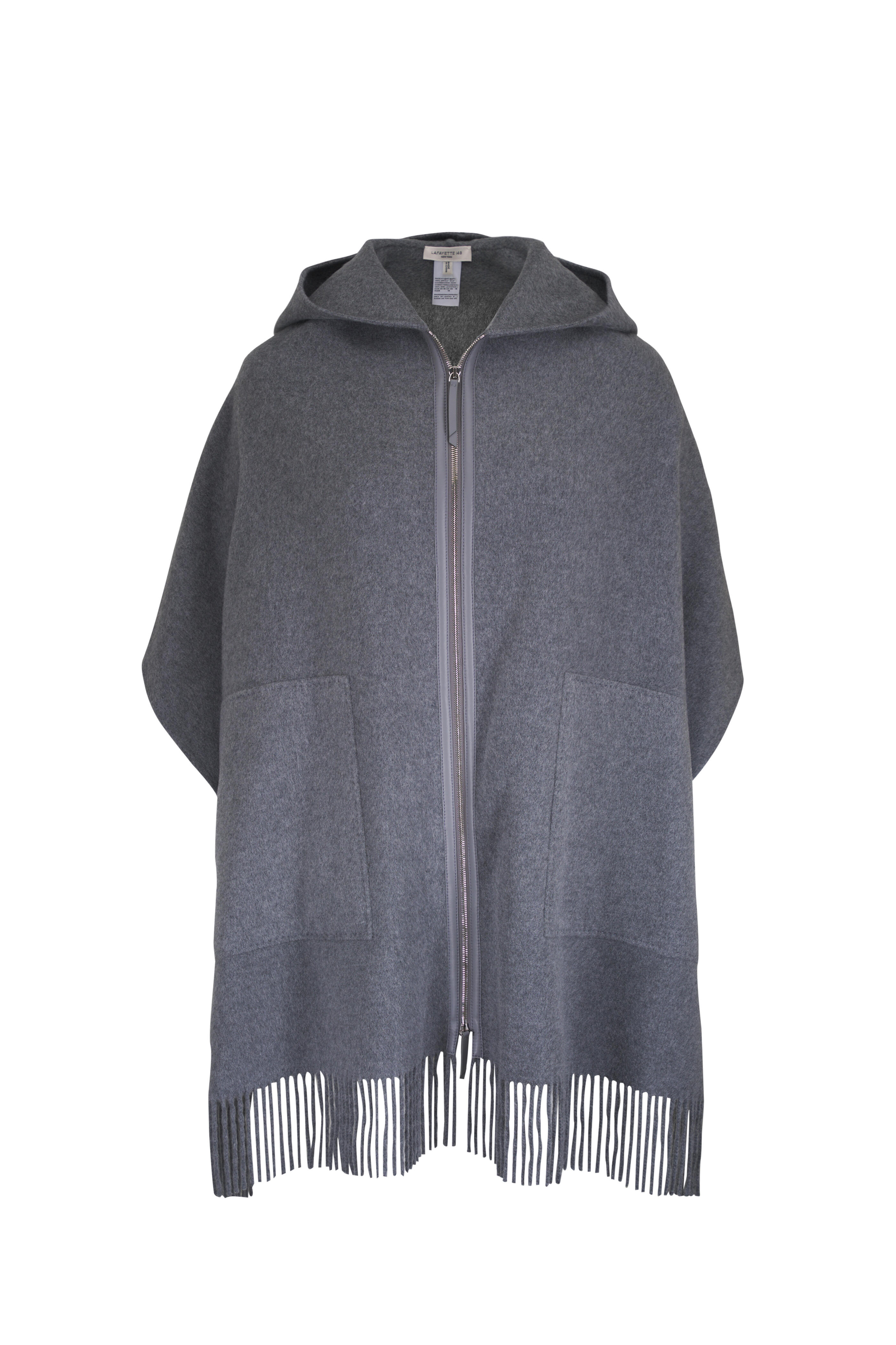 Lafayette 148 New York - Nickel Mélange Cashmere Fringe Poncho - view 1