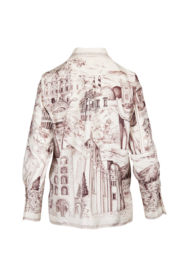 Rani Arabella Brown & White Italian print Silk Blouse - view 2