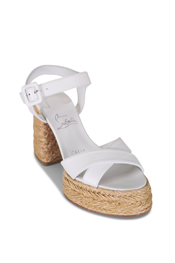 Christian Louboutin Calakala White Leather Sandal, 85mm