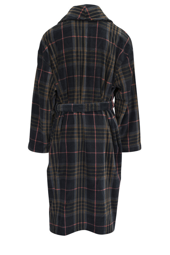 Majestic - Charcoal Gray Plaid Fleece Robe