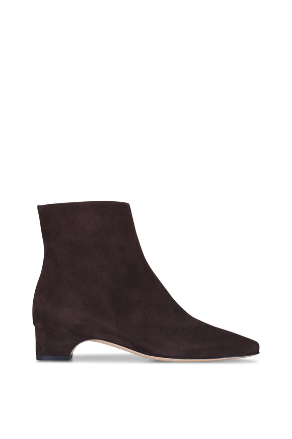 Manolo Blahnik Tolarc Dark Brown Suede Bootie, 30mm - view 2