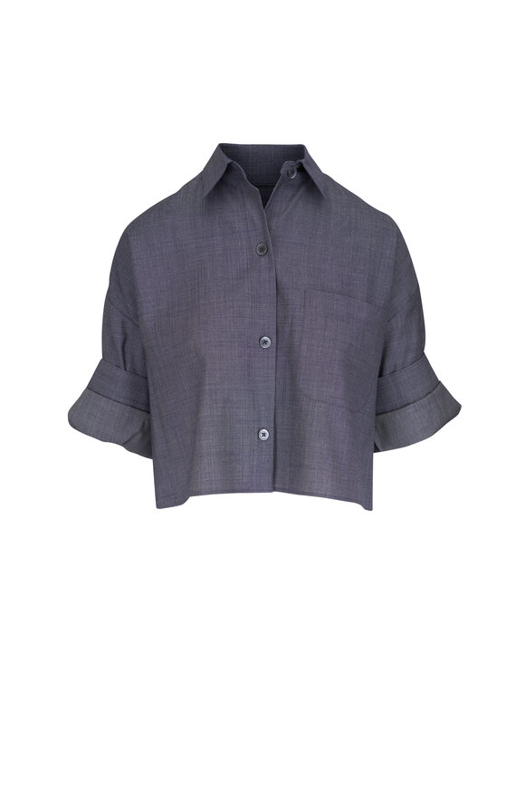TWP Next Ex Indigo Button Up Cropped Blouse