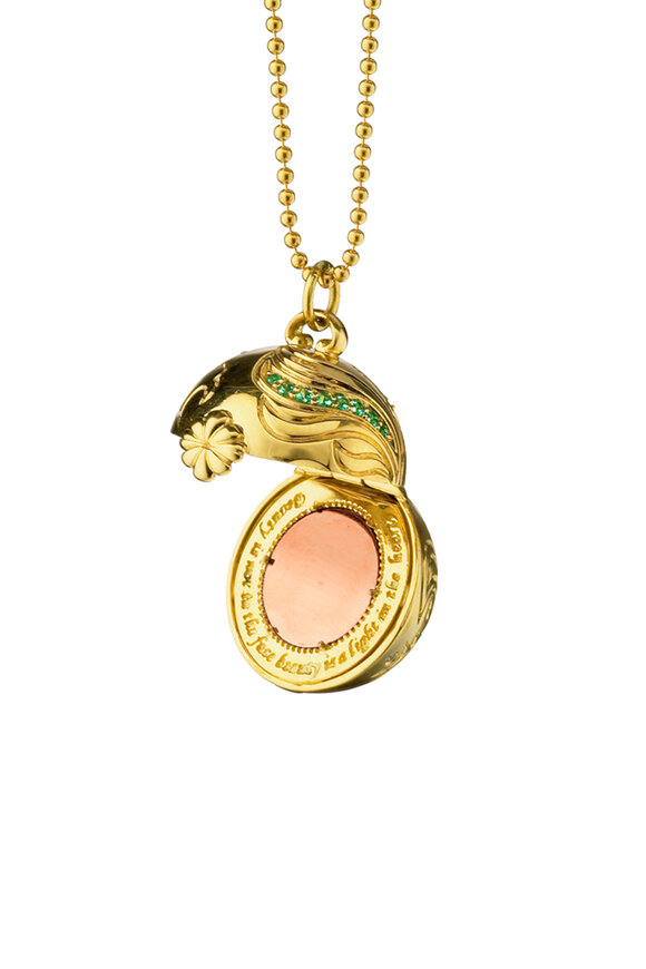 Monica Rich Kosann - Gold Ruby Emerald Diamond Venus Charm Necklace