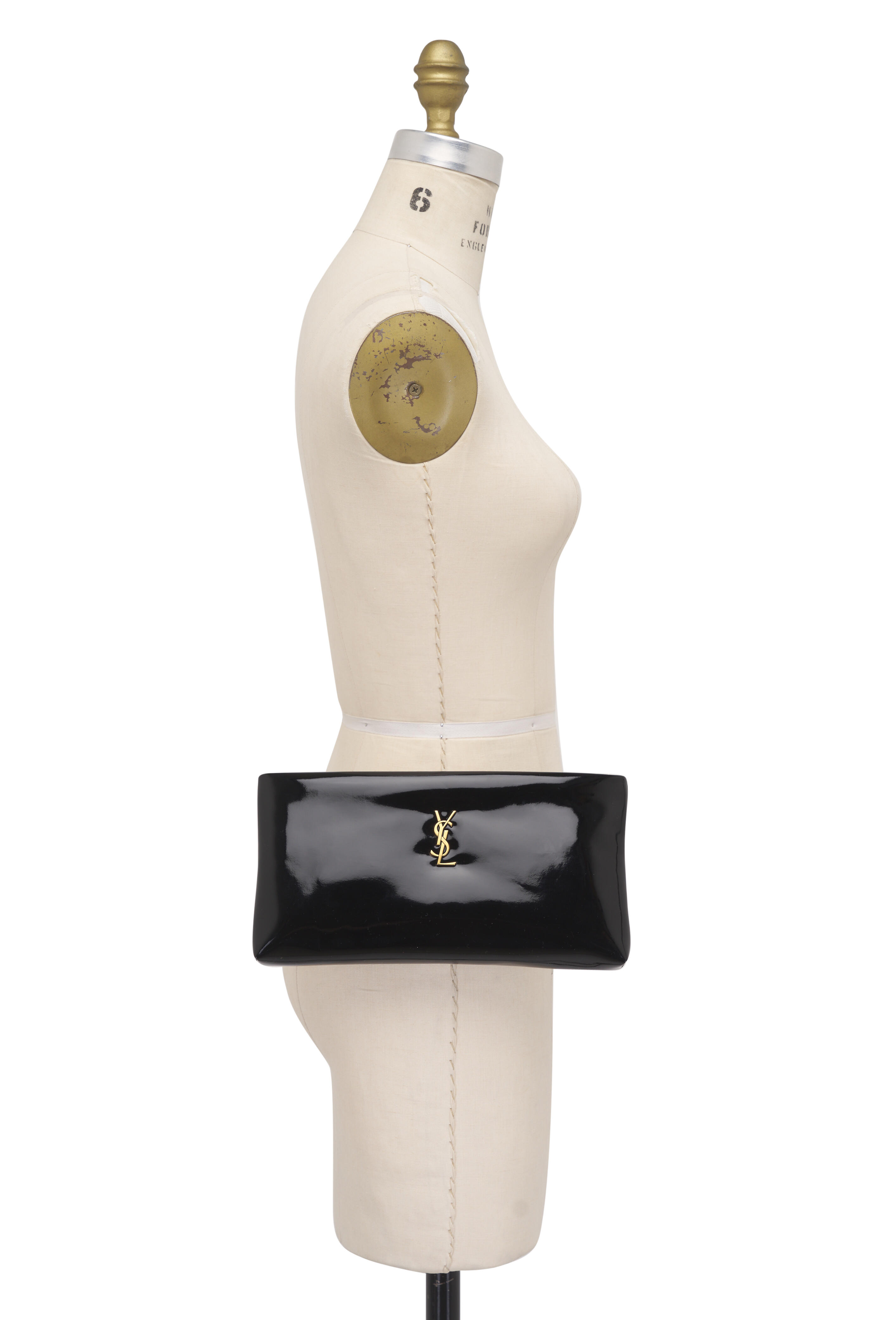 Saint Laurent - Calypso Black Shiny Canvas Clutch