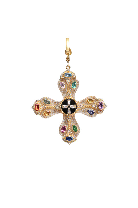 Coomi Multicolor Cross Pendant