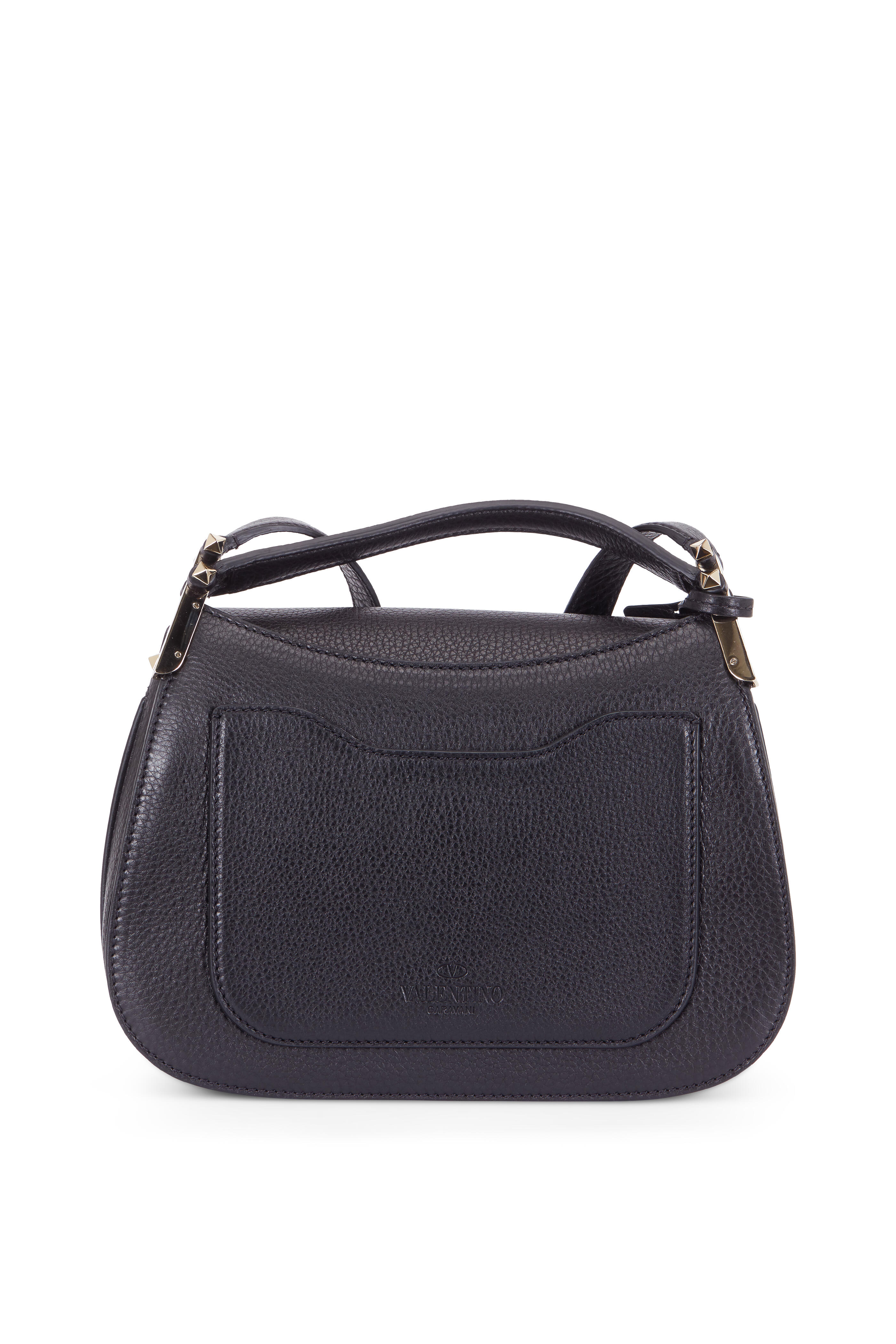 Valentino Garavani - Joylock Pieper Black Leather Saddle Crossbody